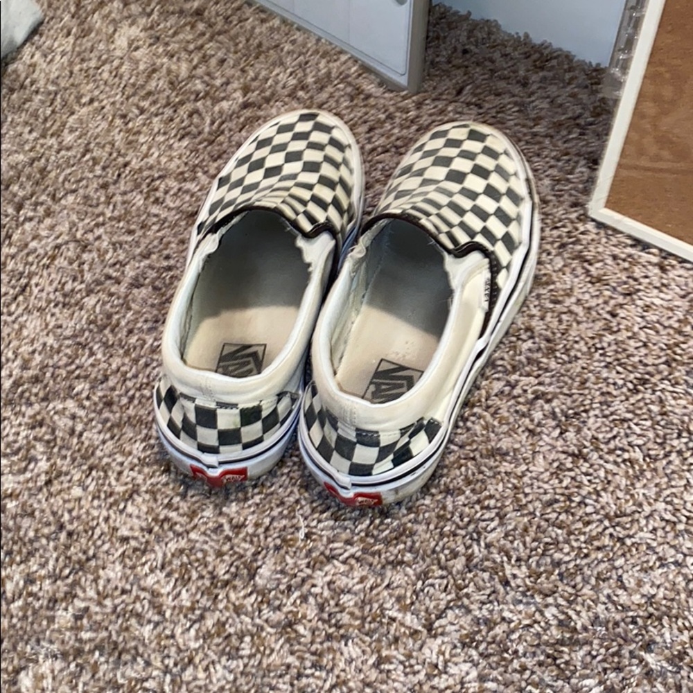 Checkered slip on vans